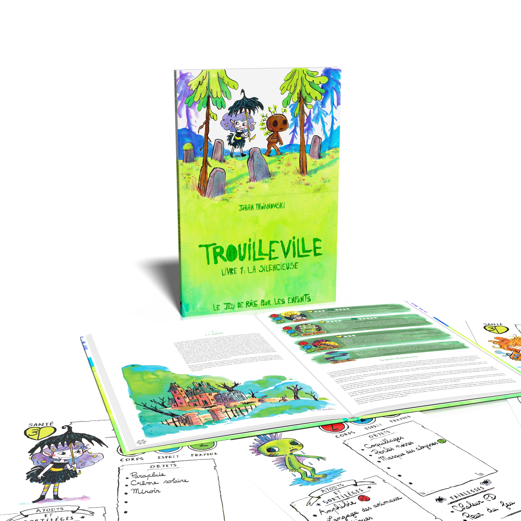 Le jeu de rôle Trouilleville, livre et matériel de jeu